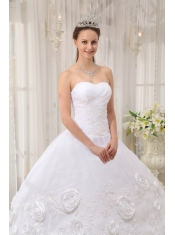 White Ball Gown Sweetheart Floor-length Organza Appliques Quinceanera Dress