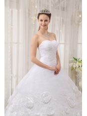 White Ball Gown Sweetheart Floor-length Organza Appliques Quinceanera Dress