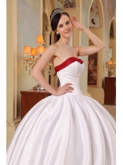 White Ball Gown Sweetheart Floor-length Satin Quinceanera Dress