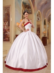 White Ball Gown Sweetheart Floor-length Satin Quinceanera Dress