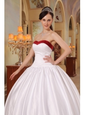 White Ball Gown Sweetheart Floor-length Satin Quinceanera Dress