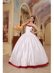 White Ball Gown Sweetheart Floor-length Satin Quinceanera Dress