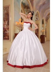White Ball Gown Sweetheart Floor-length Satin Quinceanera Dress