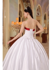 White Ball Gown Sweetheart Floor-length Satin Quinceanera Dress