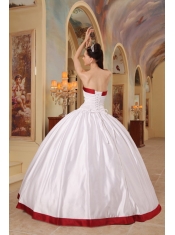 White Ball Gown Sweetheart Floor-length Satin Quinceanera Dress