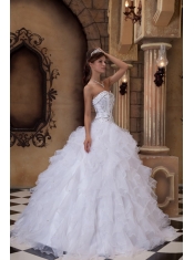 White Ball Gown Sweetheart Floor-length Organza Beading Quinceanera Dress