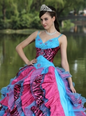 Quinceanera Dress Organza Straps Beading