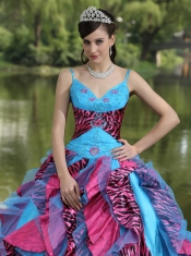 Quinceanera Dress Organza Straps Beading