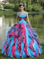 Quinceanera Dress Organza Straps Beading