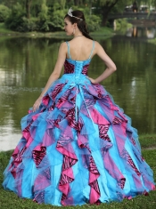 Quinceanera Dress Organza Straps Beading