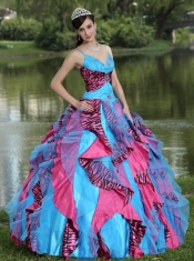 Quinceanera Dress Organza Straps Beading