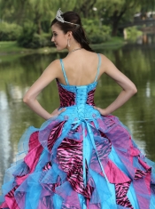 Quinceanera Dress Organza Straps Beading