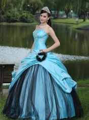 Quinceanera Dress Aqua Blue Taffeta Custom Made