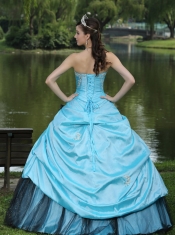 Quinceanera Dress Aqua Blue Taffeta Custom Made