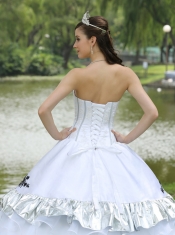 Quinceanera Dress Ball Gown For Military Ball Appliques On Taffeta Organza Strapless