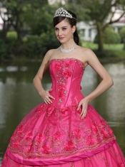 Quinceanera Dress Hand Made Flowers and Beading Floor-length Taffeta Modest Style