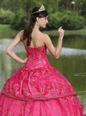 Quinceanera Dress Hand Made Flowers and Beading Floor-length Taffeta Modest Style