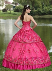 Quinceanera Dress Hand Made Flowers and Beading Floor-length Taffeta Modest Style