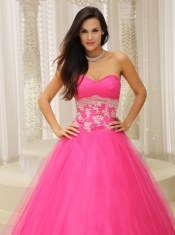 Quinceanera Dress With Sweetheart and Appliques Decorate Waist Tulle