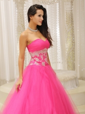 Quinceanera Dress With Sweetheart and Appliques Decorate Waist Tulle