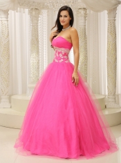 Quinceanera Dress With Sweetheart and Appliques Decorate Waist Tulle