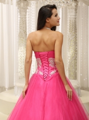 Quinceanera Dress With Sweetheart and Appliques Decorate Waist Tulle