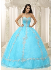 Sweetheart Appliques and Beaded Decorate Quinceanera Dress