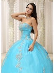 Sweetheart Appliques and Beaded Decorate Quinceanera Dress