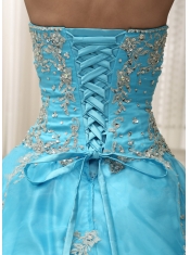 Sweetheart Appliques and Beaded Decorate Quinceanera Dress