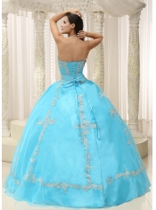 Sweetheart Appliques and Beaded Decorate Quinceanera Dress