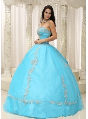 Sweetheart Appliques and Beaded Decorate Quinceanera Dress