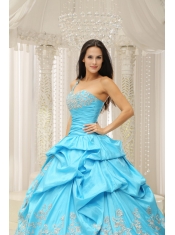 Quinceanera Dress Embroidery Decorate With Organza