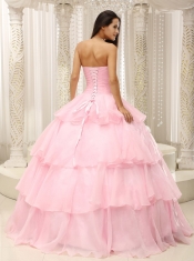 Quinceanera Dress Ruched Bodice Hand Made Flowers Decorate Waist