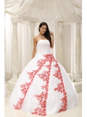 Quinceanera Dress Beautiful Embroidery White Ball Gown For Formal Evening Taffeta and Organza