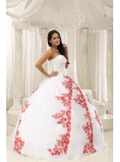 Quinceanera Dress Beautiful Embroidery White Ball Gown For Formal Evening Taffeta and Organza