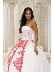 Quinceanera Dress Beautiful Embroidery White Ball Gown For Formal Evening Taffeta and Organza