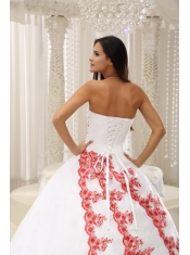 Quinceanera Dress Beautiful Embroidery White Ball Gown For Formal Evening Taffeta and Organza