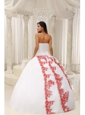 Quinceanera Dress Beautiful Embroidery White Ball Gown For Formal Evening Taffeta and Organza