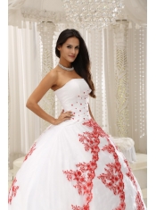 Quinceanera Dress Beautiful Embroidery White Ball Gown For Formal Evening Taffeta and Organza