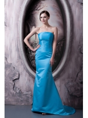 Prom Dress Strapless Brush Train Elastic Woven Satin