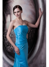 Prom Dress Strapless Brush Train Elastic Woven Satin