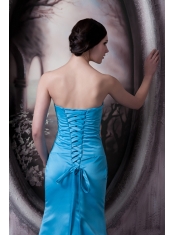 Prom Dress Strapless Brush Train Elastic Woven Satin