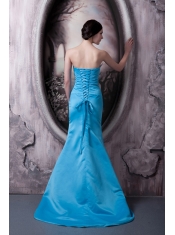 Prom Dress Strapless Brush Train Elastic Woven Satin