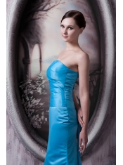 Prom Dress Strapless Brush Train Elastic Woven Satin