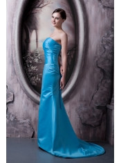 Prom Dress Strapless Brush Train Elastic Woven Satin