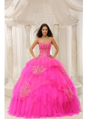 Quinceanera Dress Custom Made Hot Pink Sweetheart Embroidery  In 2013