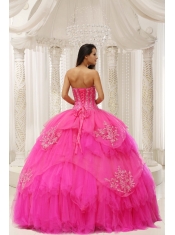 Quinceanera Dress Custom Made Hot Pink Sweetheart Embroidery  In 2013