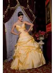 Quinceanera Dress Strapless Floor-length Taffeta Beading