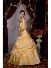 Quinceanera Dress Strapless Floor-length Taffeta Beading