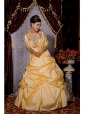 Quinceanera Dress Strapless Floor-length Taffeta Beading